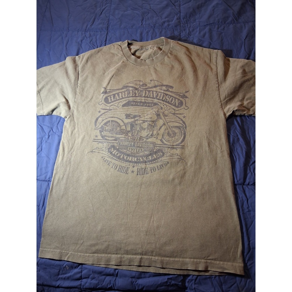 Vintage Harley-Davidson Man O War Lexington Military Green Graphic T-Shirt L
